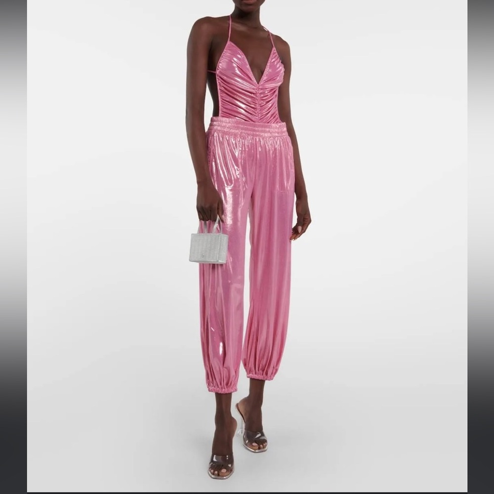 Norma Kamali Women's Boyfriend Puff Jog Pant Shimmering Pink Women's Pants